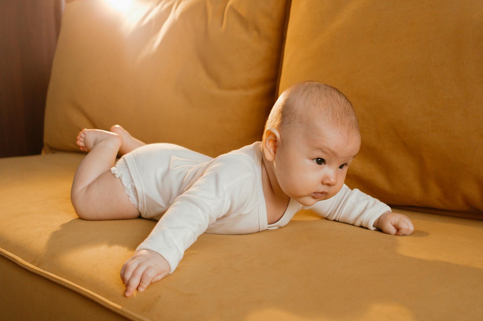 Bayi berusia 6‑9 bulan mulai merangkak, menandai perkembangan motorik penting